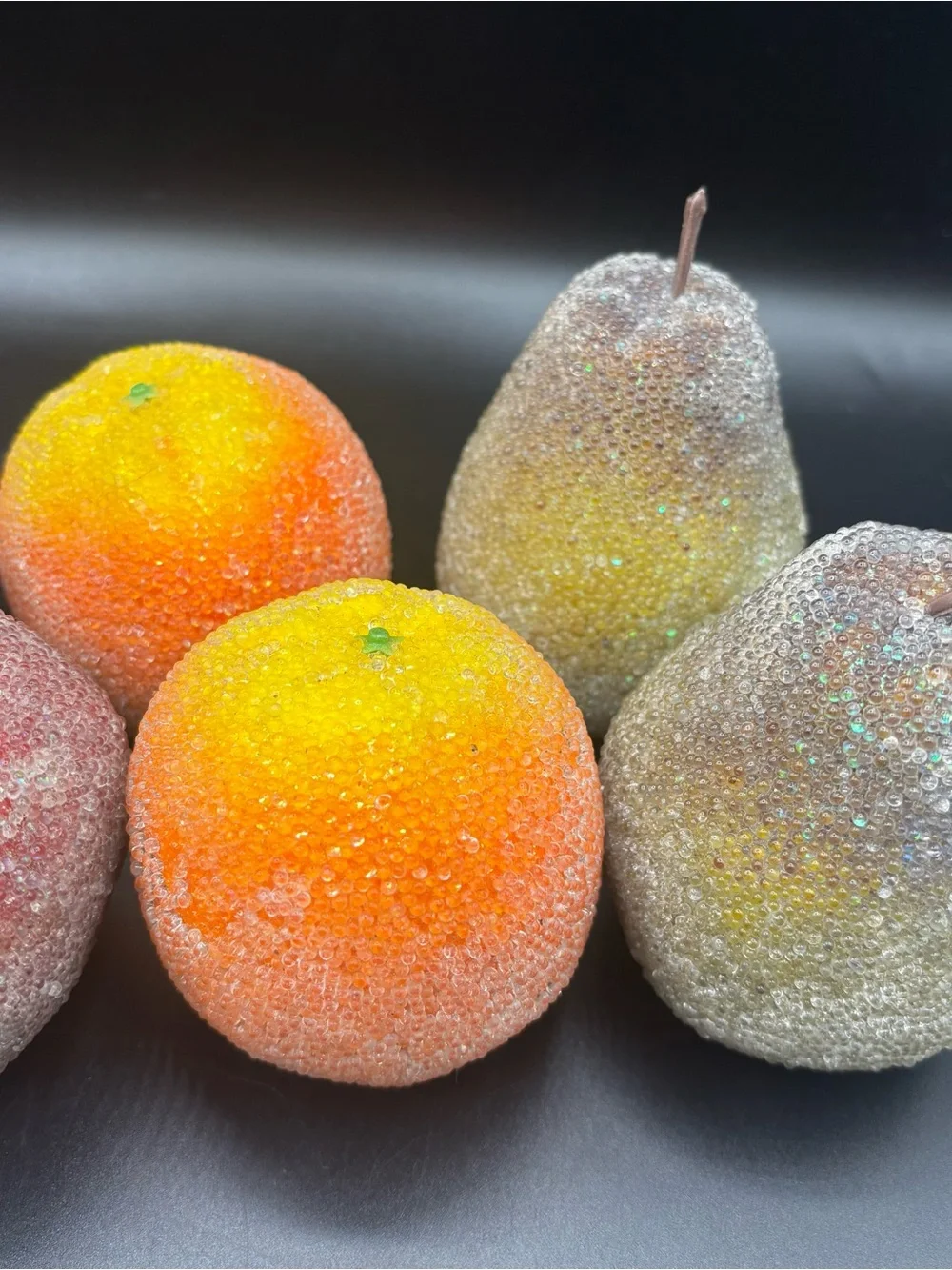 Vintage Fruit Beaded Faux Decor 90s Set of 13 Apple Orange Pear Grapes